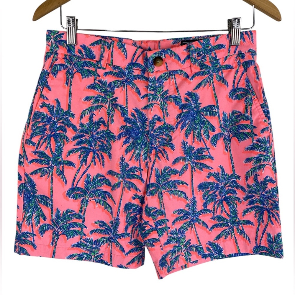 Vineyard Vines Breaker Shorts Pink & Blue Palm Tree Print, Size 30